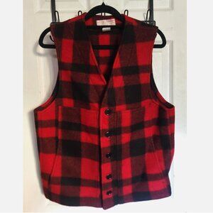 Vintage Filson USA Mackinaw Wool Hunting Vest Men 38 Red Buffalo Plaid Style 20
